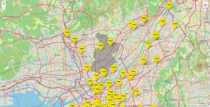大阪府のマツモトキヨシの店舗地図