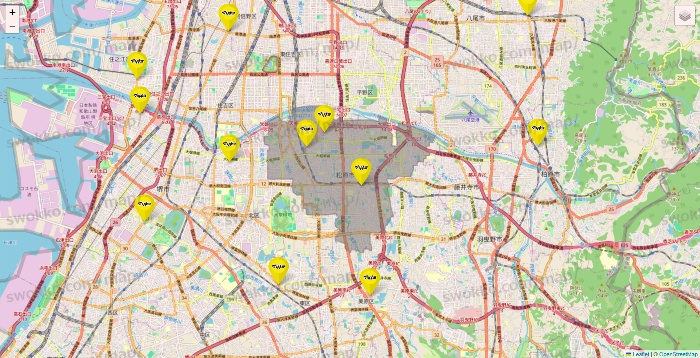 大阪府のマツモトキヨシの店舗地図