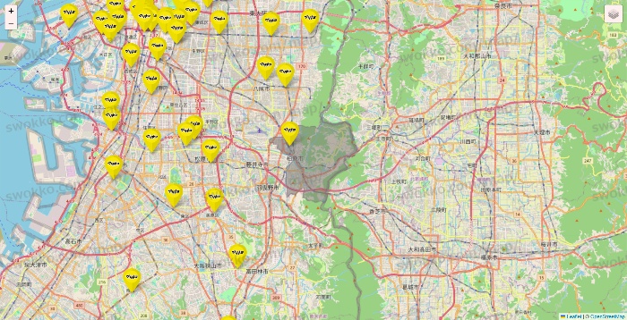 大阪府のマツモトキヨシの店舗地図