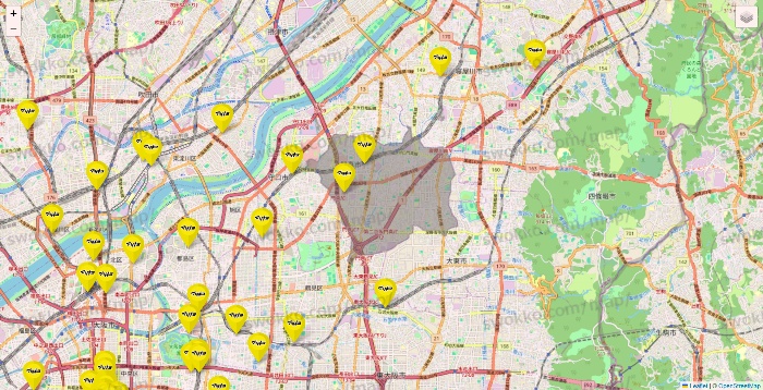 大阪府のマツモトキヨシの店舗地図