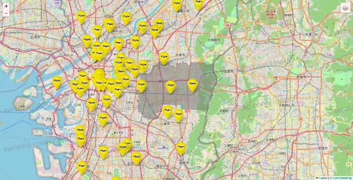 大阪府のマツモトキヨシの店舗地図