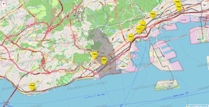 兵庫県のマツモトキヨシの店舗地図