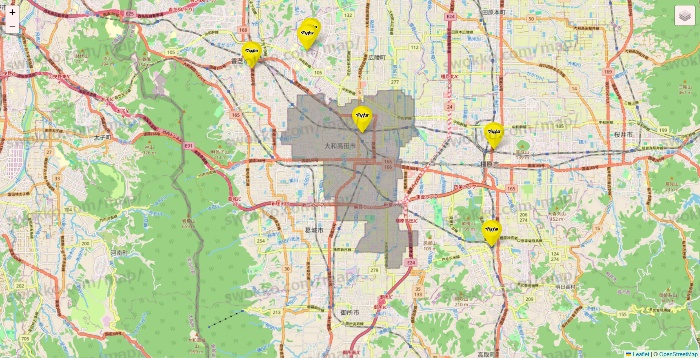 奈良県のマツモトキヨシの店舗地図