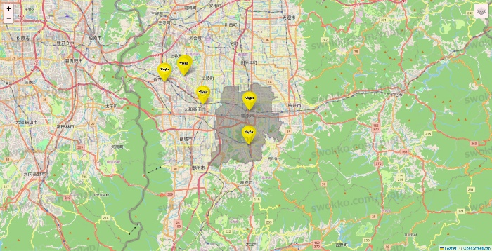奈良県のマツモトキヨシの店舗地図
