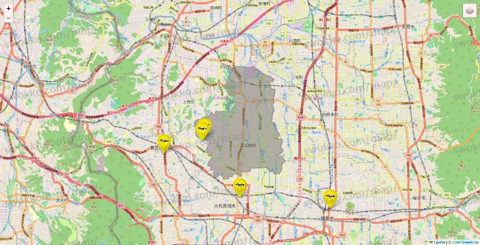 奈良県のマツモトキヨシの店舗地図