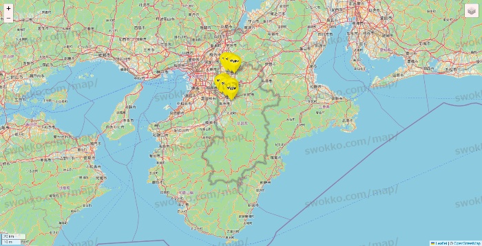 奈良県のマツモトキヨシの店舗地図