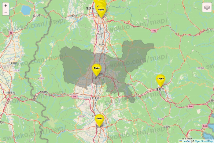 岩手県のマツモトキヨシの店舗地図