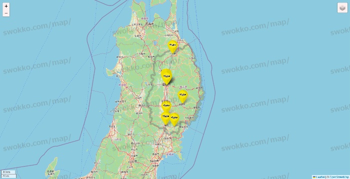 岩手県のマツモトキヨシの店舗地図