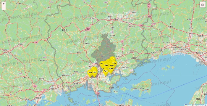 岡山県のマツモトキヨシの店舗地図