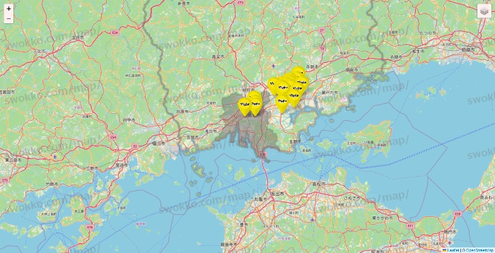 岡山県のマツモトキヨシの店舗地図