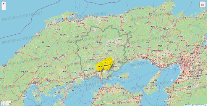 岡山県のマツモトキヨシの店舗地図