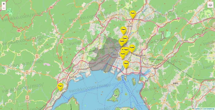 広島県のマツモトキヨシの店舗地図