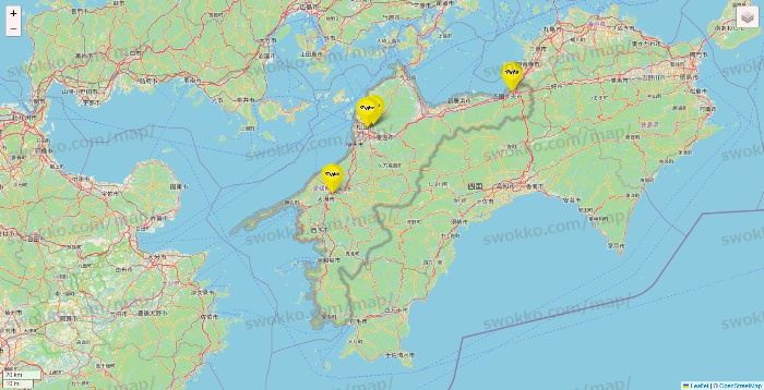 愛媛県のマツモトキヨシの店舗地図