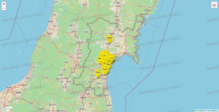 宮城県のマツモトキヨシの店舗地図
