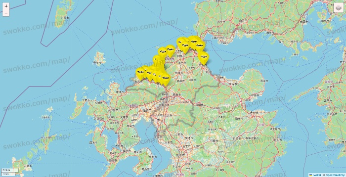 福岡県のマツモトキヨシの店舗地図
