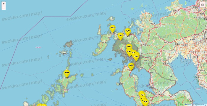 長崎県のマツモトキヨシの店舗地図