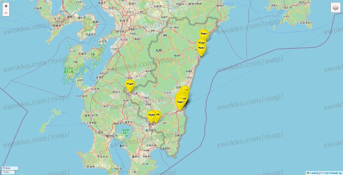 宮崎県のマツモトキヨシの店舗地図