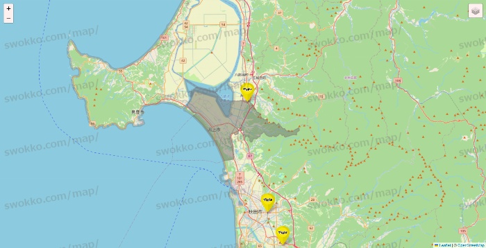 秋田県のマツモトキヨシの店舗地図