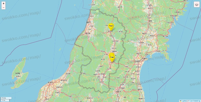 山形県のマツモトキヨシの店舗地図