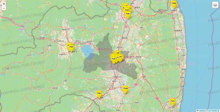 福島県のマツモトキヨシの店舗地図