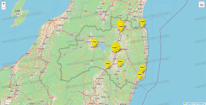 福島県のマツモトキヨシの店舗地図