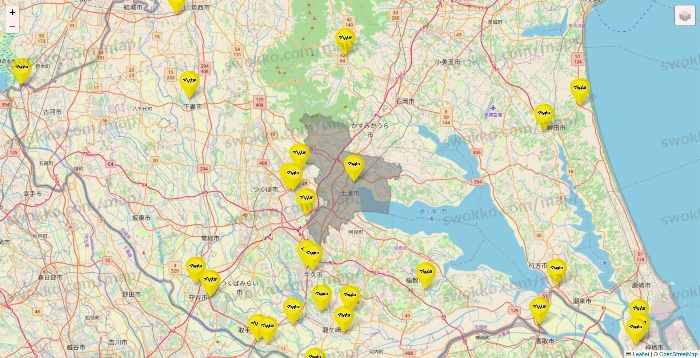 茨城県のマツモトキヨシの店舗地図