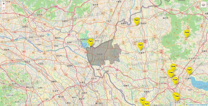 茨城県のマツモトキヨシの店舗地図