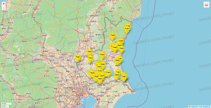 茨城県のマツモトキヨシの店舗地図