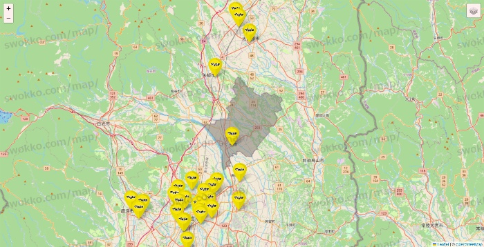 栃木県のマツモトキヨシの店舗地図