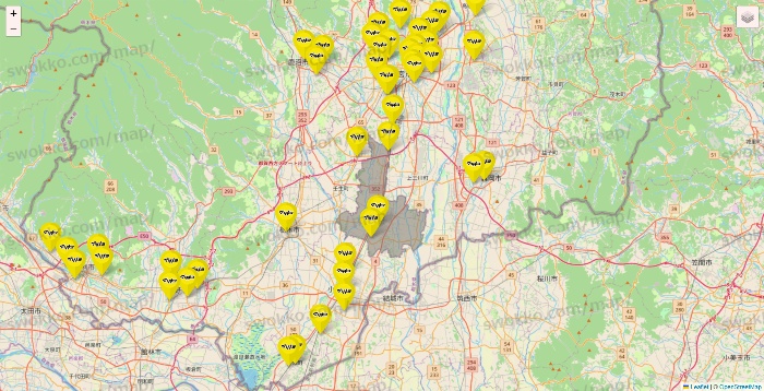 栃木県のマツモトキヨシの店舗地図