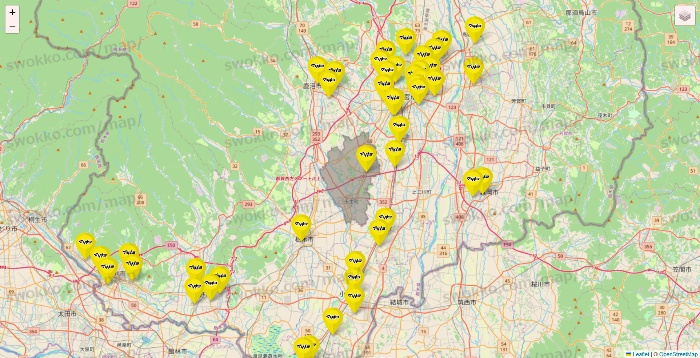 栃木県のマツモトキヨシの店舗地図