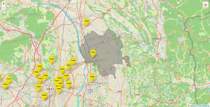 栃木県のマツモトキヨシの店舗地図