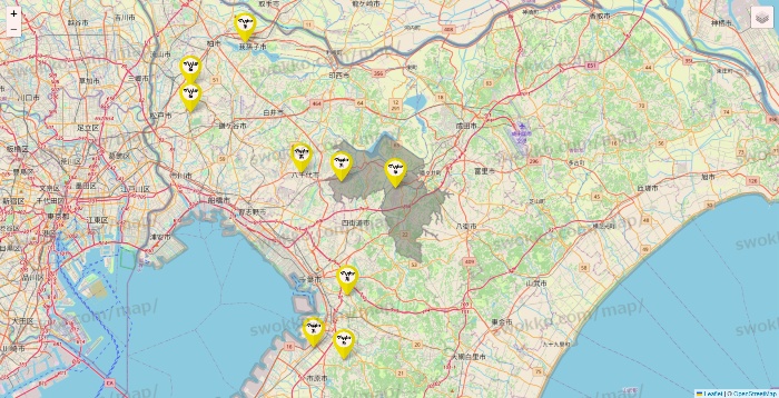 千葉県のマツキヨ系列いろいろの店舗地図