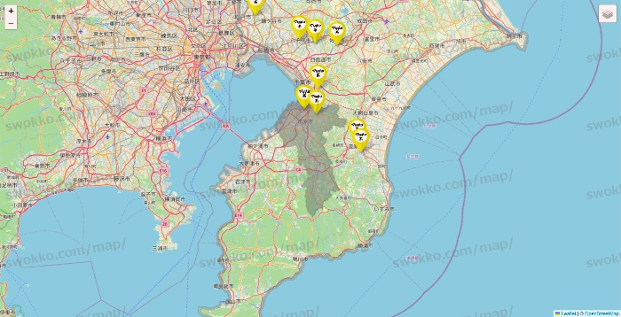 千葉県のマツキヨ系列いろいろの店舗地図