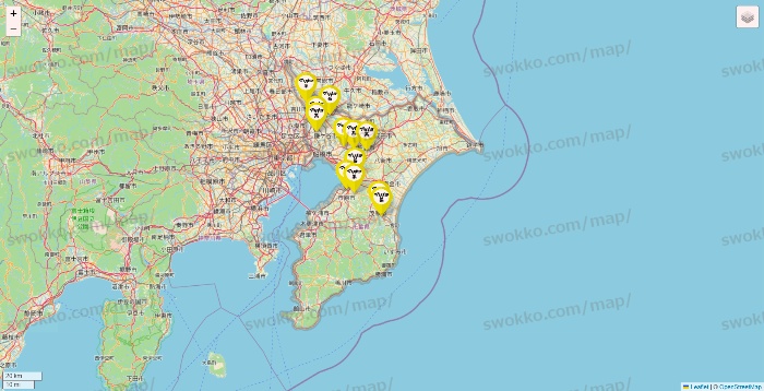 千葉県のマツキヨ系列いろいろの店舗地図