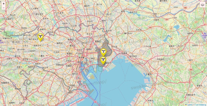 東京都のマツキヨ系列いろいろの店舗地図