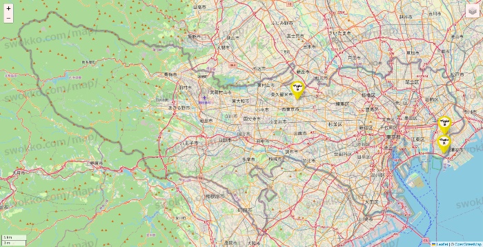 東京都のマツキヨ系列いろいろの店舗地図