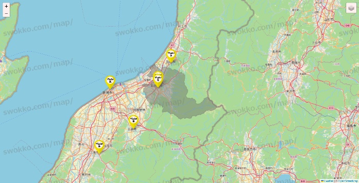新潟県のマツキヨ系列いろいろの店舗地図