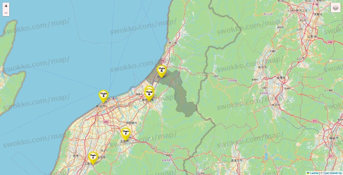 新潟県のマツキヨ系列いろいろの店舗地図
