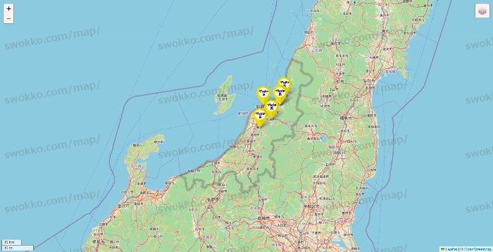 新潟県のマツキヨ系列いろいろの店舗地図