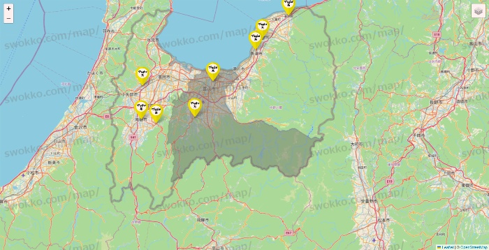 富山県のマツキヨ系列いろいろの店舗地図