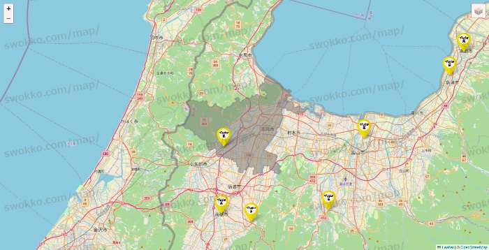富山県のマツキヨ系列いろいろの店舗地図