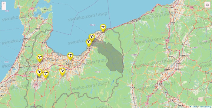 富山県のマツキヨ系列いろいろの店舗地図