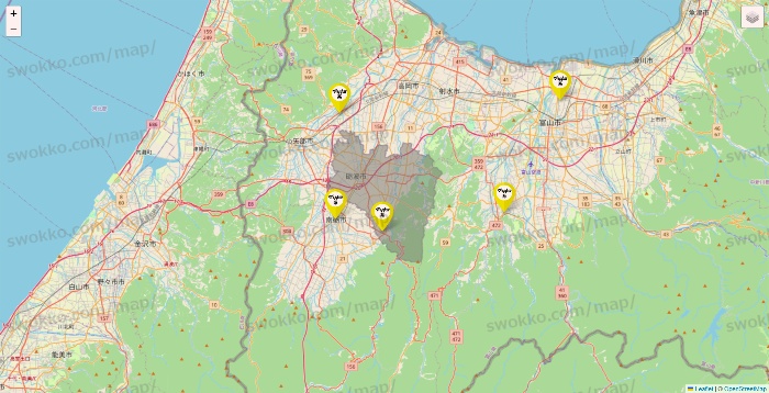 富山県のマツキヨ系列いろいろの店舗地図