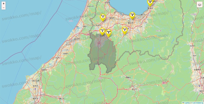 富山県のマツキヨ系列いろいろの店舗地図