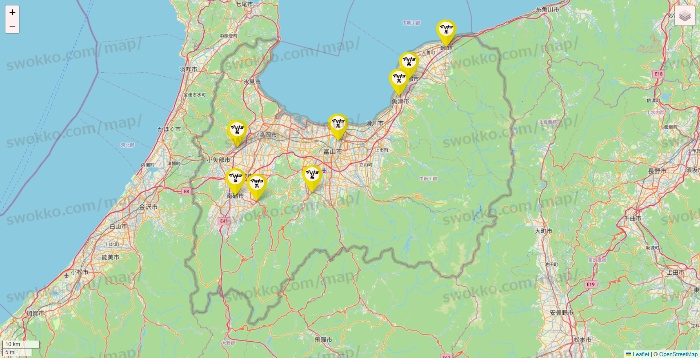 富山県のマツキヨ系列いろいろの店舗地図