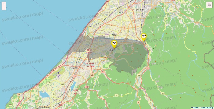 石川県のマツキヨ系列いろいろの店舗地図