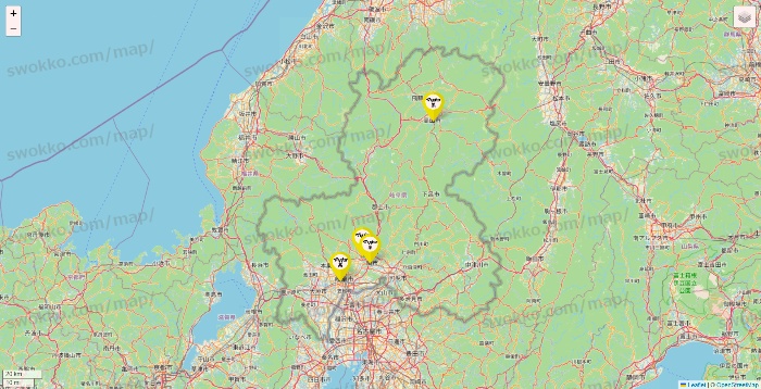 岐阜県のマツキヨ系列いろいろの店舗地図