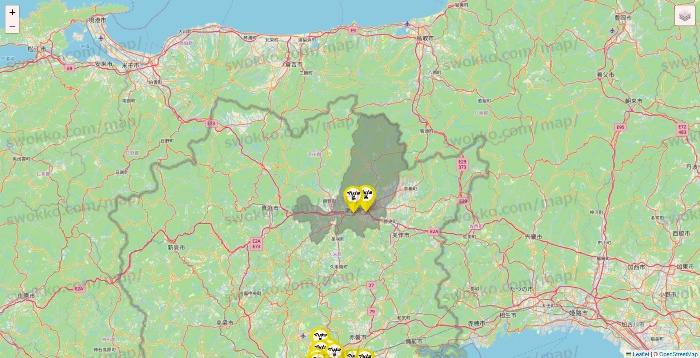 岡山県のマツキヨ系列いろいろの店舗地図