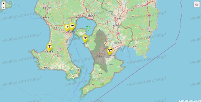 鹿児島県のマツキヨ系列いろいろの店舗地図